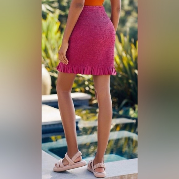 Anthropologie Smocked Mini Skirt -XL - Picture 3 of 5